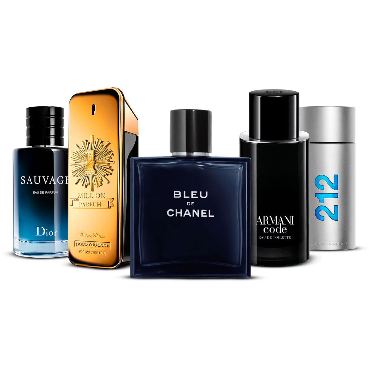 Комплект 5 парфюма   – Sauvage, 1 Million, Bleu de Chanel, Armani Code и 212 Men  [100 ml всеки]