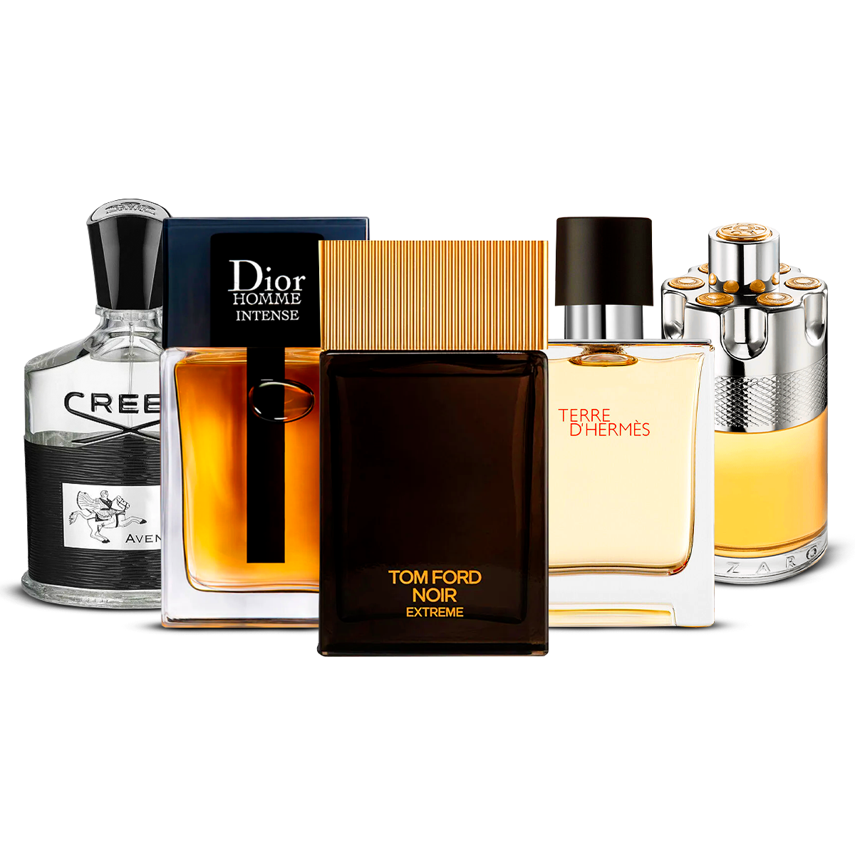 Комплект 5 парфюма  – Creed Aventus, Dior Homme Intense, Tom Ford Noir Extrême, Terre d'Hermès и Azzaro Wanted  [100 ml всеки]