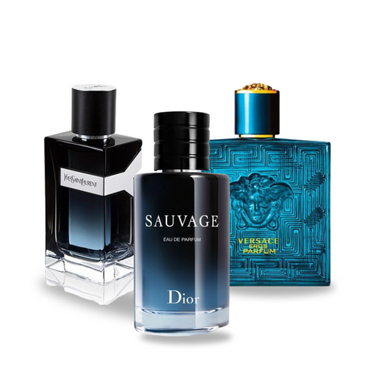 Комплект 3 парфюма |  Dior SAUVAGE, Yves Saint Laurent Y MEN, Versace EROS 100 ml