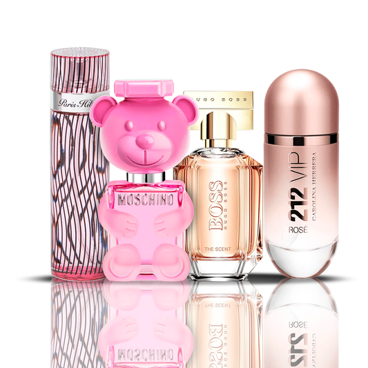 Комплект 4 парфюма | 212 VIP Rose + Moschino Bubble Gum + Hugo Boss The Scent + Paris Hilton 100 ml